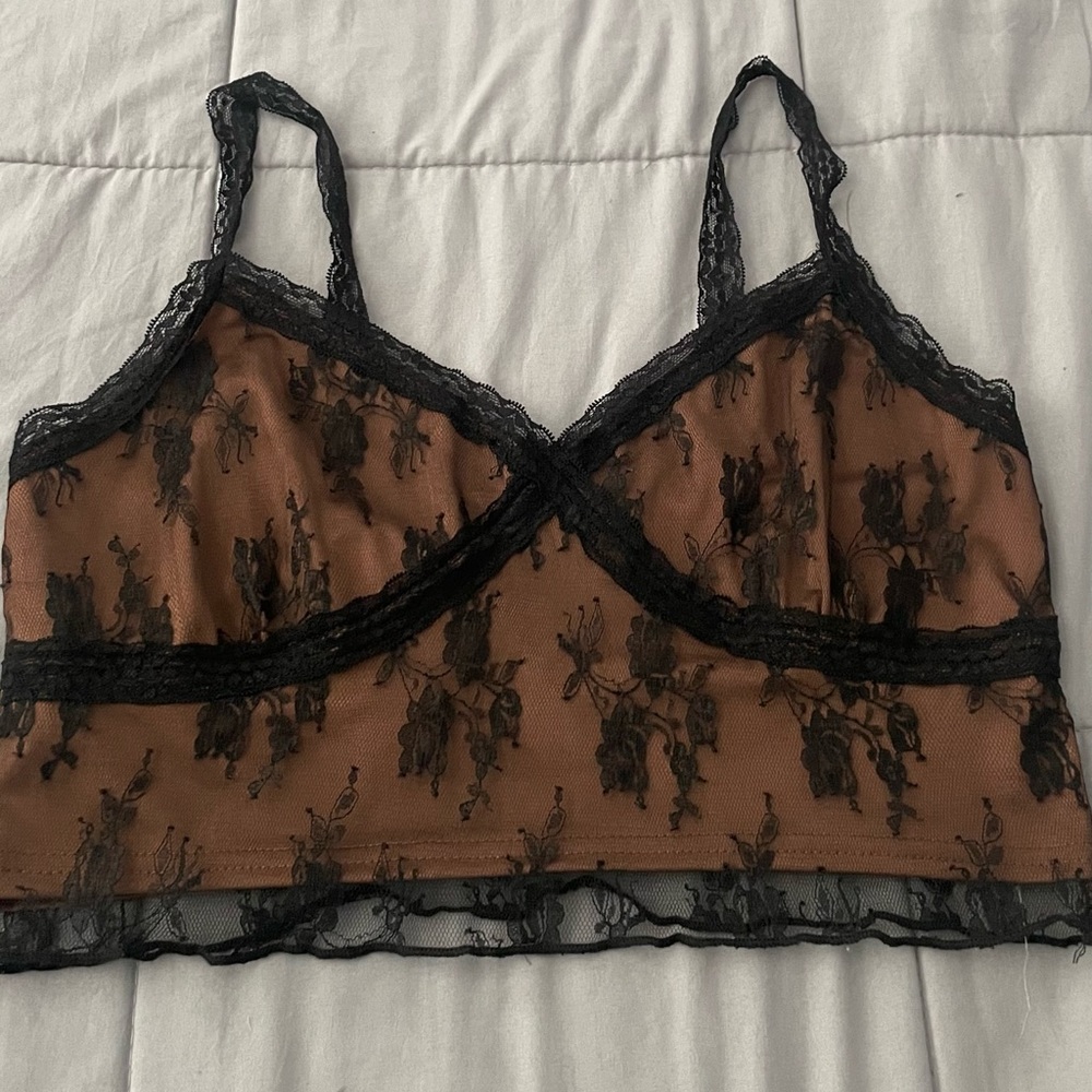 Black & Brown Lace Tank